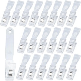 HINZIC 20pcs Plastic Garden Flag Clips Anti-Wind Flag Stoppers Small Flag Pole Holder for Outside Yard Accessories Valentines Wedding Decoration - Clear