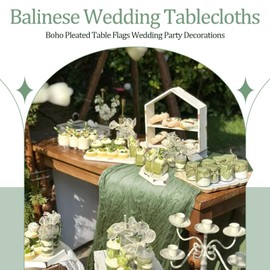 Cheesecloth Table Runner, Sage Green, 90 x 300 cm, Green Rustic Gauze Fabric, Boho Table Runner, Cheesecloth Table Runner, Wedding Table Cloth for Wedding Party, Bridal Shower (Pack of 2, 90 x 300 cm)