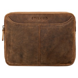 STILORD 'Tyler' Vintage Leather Tablet Case for iPads 9.7 inches Cover Portfolio Sophisticated Vintage Design Genuine Leather, Colour:Middle Brown