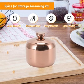 Locadence Stainless Steel Seasoning Box, Condiment Canisters Pots, Sugar Storage Bottle with Lid for Salt, Sugar, Sesame Seeds, Home Kitchen Restaurant (Rose Gold)