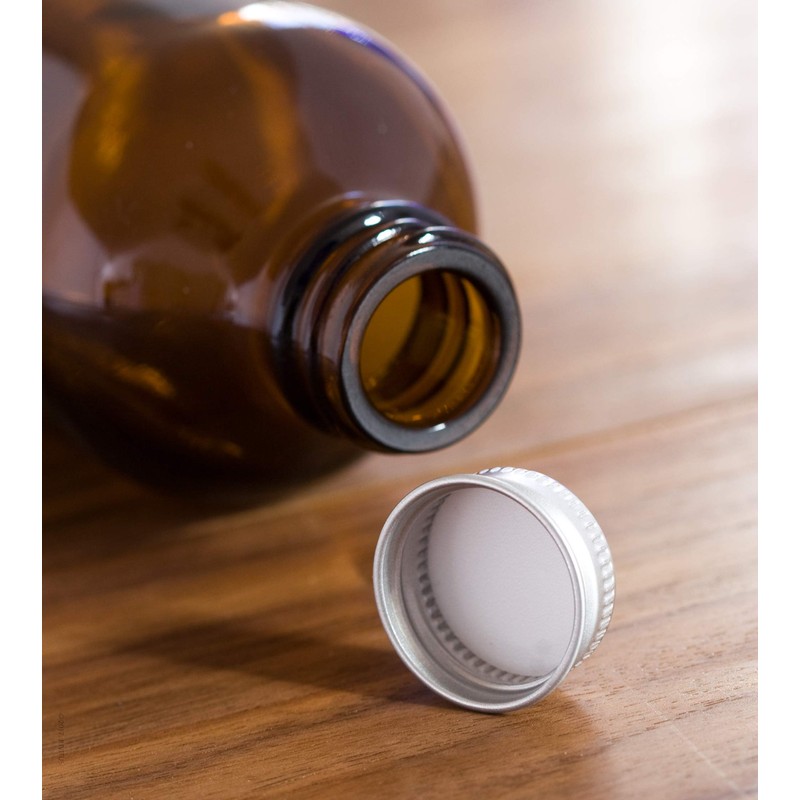 JUVITUS (4 Pack) 8 oz Amber Glass Boston Round Bottle