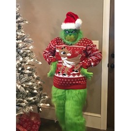 WPOYM Green Furry Adult Pants,Funny Cosplay Costume Props for Christmas,Santa Costume Green Pants For Adult (XXL/XXXL(5.90-6.23ft)