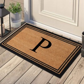 A1HC Natural Coir Monogrammed Door Mat For Front Door, Anti-Shed Treated Durable Doormat for Entrance, Heavy Duty, Easy to Clean, Long Lasting, Front Porch Entry Doormat