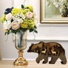 Zagxuade Wooden Brown Bear Decor, Forest Animals Bear Table Decor,