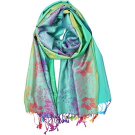 KMystic Colorful Silk Pashmina Scarf Shawl Wrap (Green)
