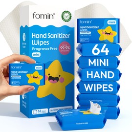 Fomin Mini Hand Sanitizer Wipes 8 Pack (8 Count) - Fragrance Free Mini Wet Wipe - pH Balanced, Biodegradable, Antibacterial On The Go Hand Sanitizing Wipes - Hypoallergenic, Plant-Based Travel Wipe