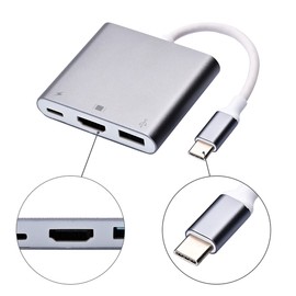 HYTTER USB C to HDMI Adapter, USB 3.0 Type C to HDMI 4K Multiport AV Converter with USB 3.0 Port Mac HDMI Adapter for MacBook Pro/S8+/S9+/Projector/Monitor (Silver) (Grey)