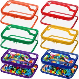 6 Pcs Toy Storage Bags,Clear PVC Toy Storage Bags, Puzzle Storage,Clear Zip Bags,Waterproof Storage Bag can hold Toy Blocks, Puzzles, and Various items (in multiple colors)