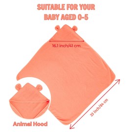 Organic Cotton Toddler Towel Poncho - Ultra-Soft for Boys & Girls 0-5T, Bath Towel with Bear Ears, Absorbent & Premium (Coral)