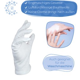 Cotton Gloves Made of 100% Cotton (Dermatest: Very Good), White Gloves, Soft Textile Gloves for Hand Masks, Fabric Gloves with Certified Skin Compatibility, Pack of 3