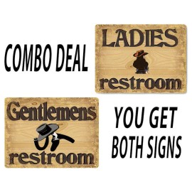 COWBOY STYLE RESTROOM METAL SIGNS vintage style MENS / WOMENS  bathroom door art