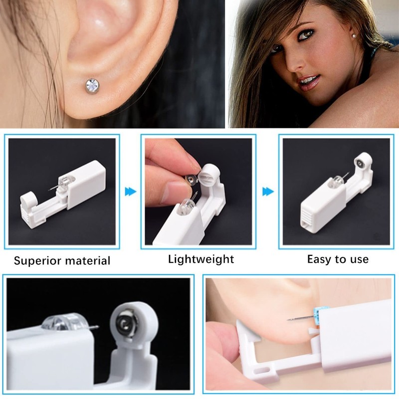 Suskriyocic 2 Pack Disposable Ear Piercing Gun with Ear Studs