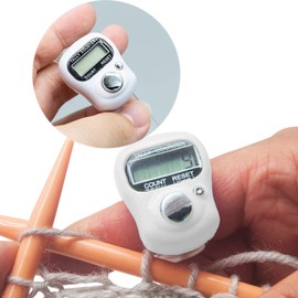 LAMXD Knit Counter Knitting Crochet Stitch Marker Row Counter,Finger Digital Counter,Stitch counters for Crocheting,Finger Counter with 20pcs Stitch Marker(White)
