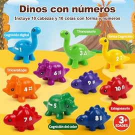 Juguetes de Dinosaurios para Contar, Juguetes de Clasificación de Colores y Emparejando, Juguetes Sensoriales Montessori Juegos Didacticos, Dinosaurio