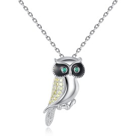 Owl Necklace 925 Sterling Silver Cubic Zirconia Inspirational Gifts for Women - GemShadow