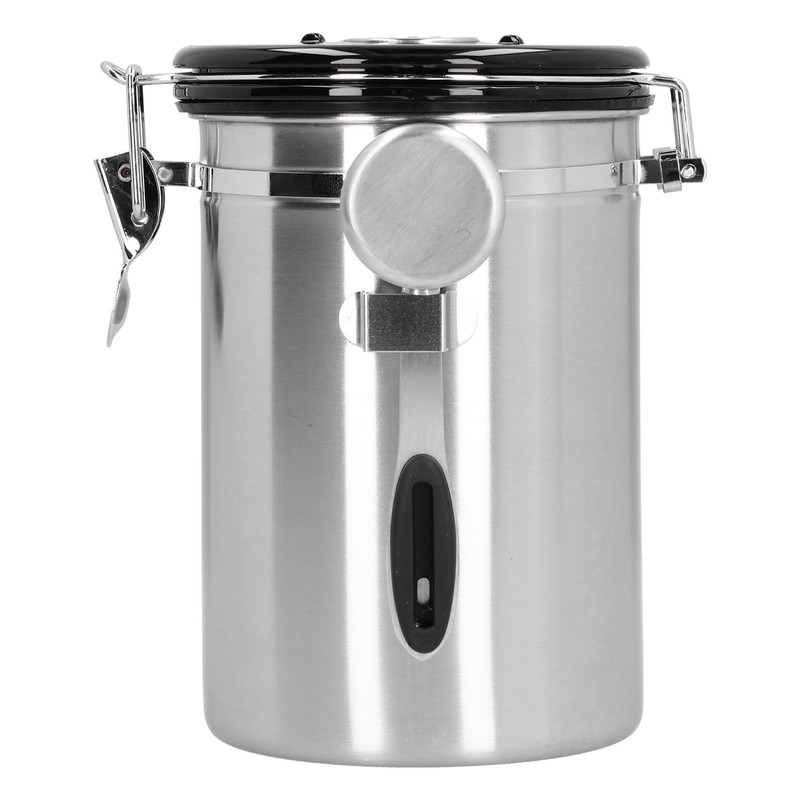 Coffee Beans Canister with Exhaust Valve Stainless Steel Storage Sealing