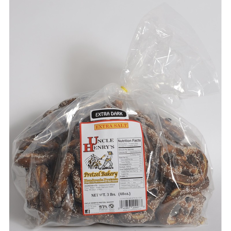 Uncle Henry's 3 lb. Bag Extra Dark Extra Salt Pretzels