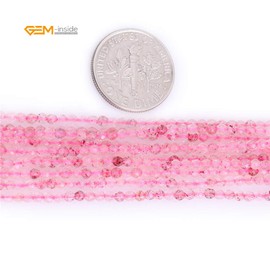 GEM-Inside - abalorio redondas facetadas de cuarzo cerezo de 2 mm para hacer joyas, 38 cm
