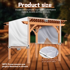 Wowangce Universal Pergola Replacement Canopy Outdoor Canopy Shade Cover Waterproof Shade Top Cover for Outdoor Patio Porch Backyard(16 x 10 ft,Gray)