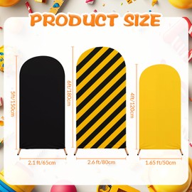 RimCereal Construction Birthday Party Arch Backdrop Cover Set of 3 Construction Arch Covers Spandex Backdrop Stand Cover 4ft, 5ft, 6ft for Kids Boys Birthday Construction Party Decorations