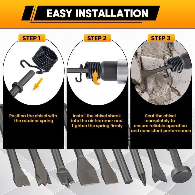 weyleity 10PCS Air Hammer Chisel Set | 0.401" Shank Pneumatic