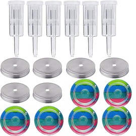 6 Set Fermentation Kit for Wide Mouth Mason Jar, 6 Stainless Steel Fermenting Lids with 6 Airlocks and 6 glass weight (Jars Not Included)