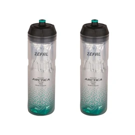 ZEFAL Pack Arctica 75 - Double Pack Bicycle Bottles 750 ml - Isothermal Bicycle Bottle - Odourless and Waterproof - BPA-Free Sports Bottle, Silver/Caribbean Green