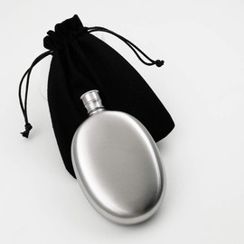 iSavage 3oz Oval Flask Calender Finished with an Black Bonded Leather Pouch-YM6082