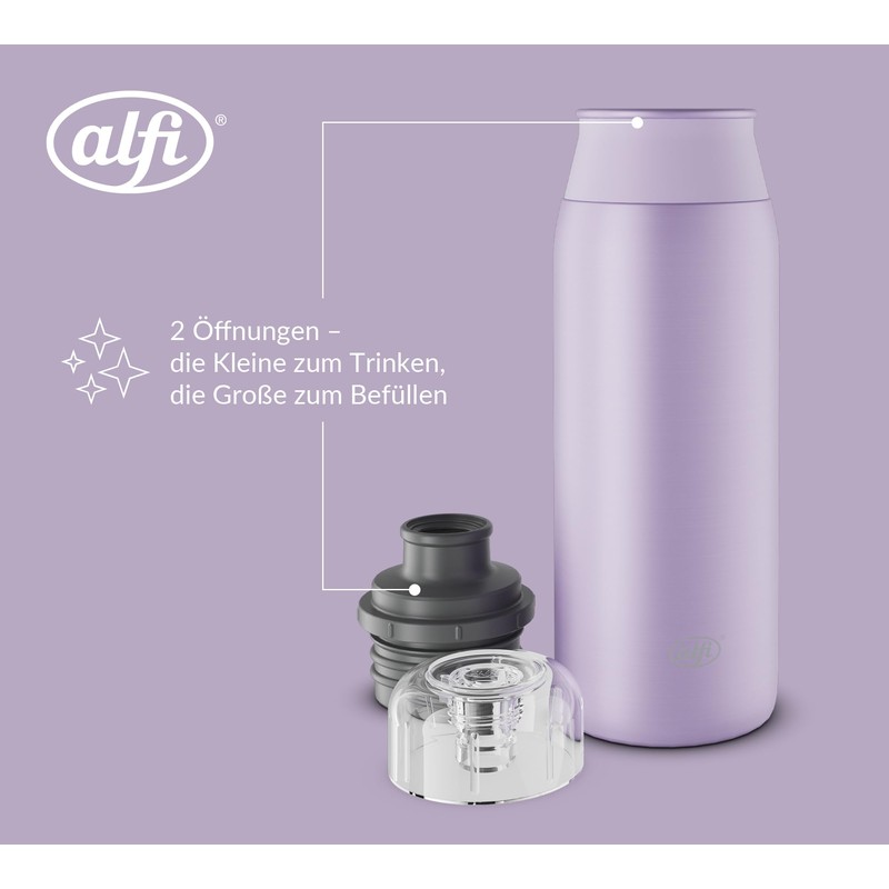 alfi Element Bottle 600 ml, Purple Lavender Pastel Matt, Lightweight