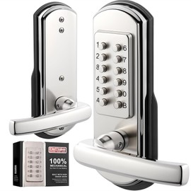 Elemake Keypad Door Lock, Keyless Entry Door Lock Mechanical Lock with Keypad, Combination Code Locks with Handle, Right Handed Door Lever, Stainless Steel 304 - NOT a Deadbolt
