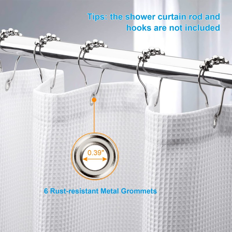 AmazerBath White Waffle Shower Curtain, 36x72 Inches, Fabric Stall Curtain
