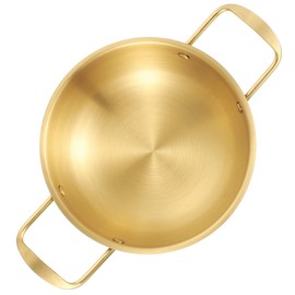 BRIGHTFUFU Stainless Steel Cooking Pot Flat Bottom Pan for Camping and Kitchen Use Non Stick Wok with Double Handles Induction Safe Deep Skillet Stainless Steel Cookware