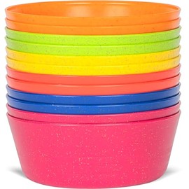 PLASKIDY Kids Bowls Set of 12 Wheat Straw Toddlers Bowls 10 Ounce Microwave/Dishwasher Safe BPA Free Non Toxic Children Bowls 6 Bright Colors Great for Cereal, Soup, Snack Bowls