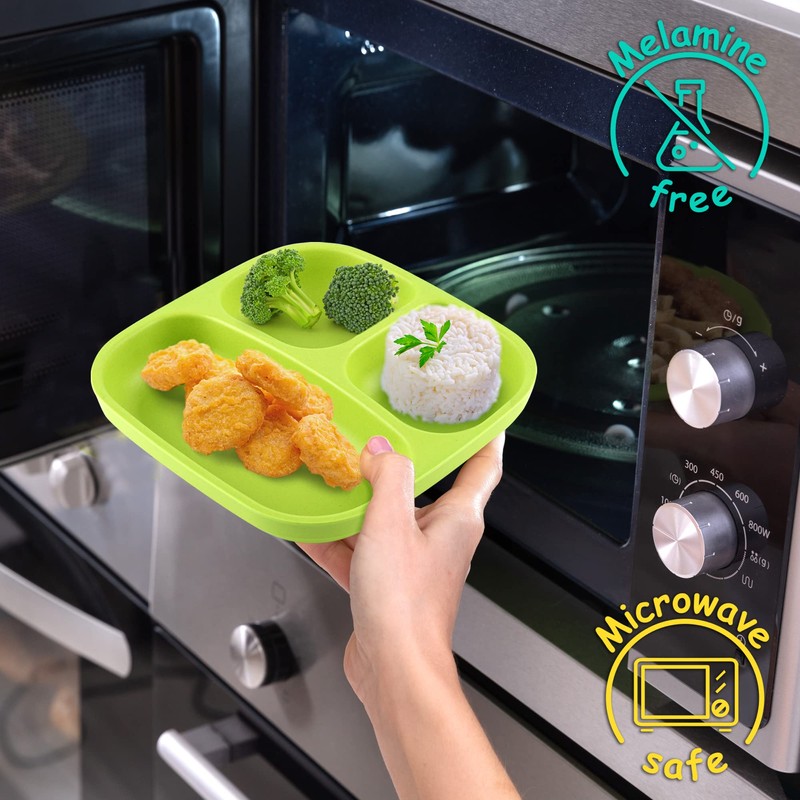 GET FRESH PLA Kids Divided Plates Set – 2-Pack Melamine-Free