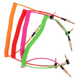 Vaguelly 4pcs TRS Audio Cable Coiled Headphone Wire Short Aux Cable for Car Phone Home Theater