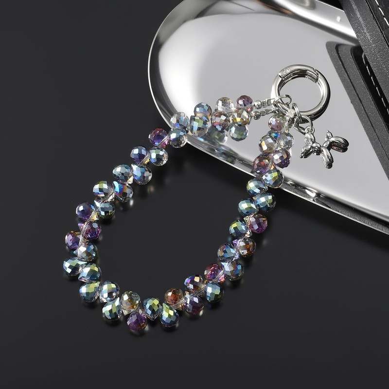 richginker Crystal Phone Wrist Strap Phone Charm Chain Keychain Beaded