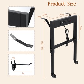 Adjustable Height Workbench Legs with 4 Metal Wheels, Sturdy Industrial Furniture Table Legs with one Pegboard Panel, Perfect for Rolling Work Table and Work Bench