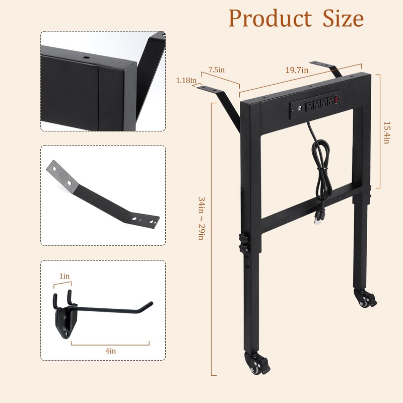 Adjustable Height Workbench Legs with 4 Metal Wheels, Sturdy Industrial