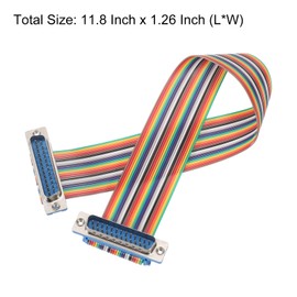 MECCANIXITY 4 Pcs IDC Rainbow Wire Flat Ribbon Cable DB25 Male to DB25 Male 11.8 Inch Length 2.54mm Pitch Breadboard Jumper Wires for Electronic Projects