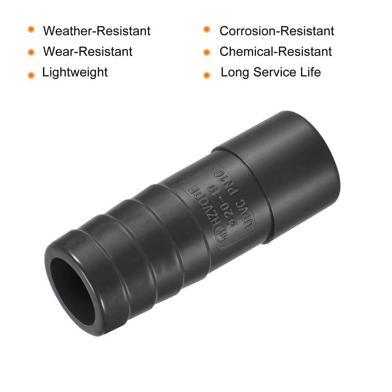 sourcing map PVC Pipe Fitting 19mm Barbed x 20mm OD