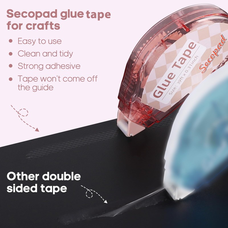 Scrapbook Tape, 4 Pack Double Sided Tape Roller for Crafts,