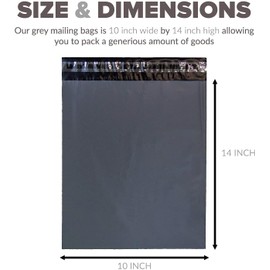100x Grey Mailing Poly Postal Self Seal Bags (10 x 14 Inches (25.4 x 35.5cm) Mailing Bags Postage Packaging Assorted Mailers Posting Shipping Post Parcels Package Bags