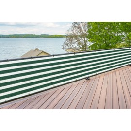 SunnyRoyal 3'x50' Balcony Privacy Fence Screen Apartment Railing Deck Cover, 3FT Outdoor Patio Screens with Zip Ties, HDPE Shade Cloth with Grommets, Mesh Fabric for Porch Backyard, Green White