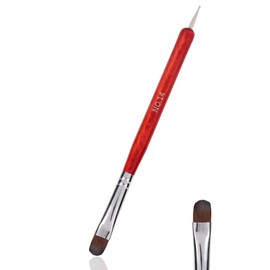 2pcs French Brush for Nails, Dual Head Clean Up Brush for Gel Nail, Acrylic and French Tips with Wood Handle & Nylon Bristles Art Design Detailing Polish Tool (Red)