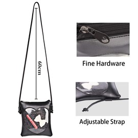 PG6 FF1 Adjustable Small Clear Heart Cross-Body Ita Bag Cell Phone Wallet Shoulder Purse with Zipper Rose-red, Small Size