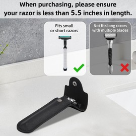 Kailund Razor Travel Case, PU Leather Safety Razor Case for Men, 5.5" Travel Razor Cover with Tight Button Closure, Compatible with Most Manual Razor - Black