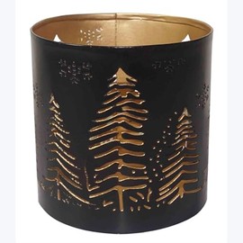 Young's Inc Metal Candle Holder with Trees and Snowflakes Cut-Out Design