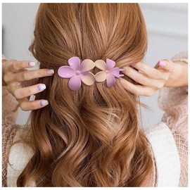Iaceble Flower Hairclip Craw for Women French Hair Clips Purple Large Flower Hair Clip Barrette Long Curly Hair Clip Decorative Hair Accessories