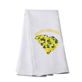 PWHAOO Yellow Jessamine Flower Tea Towel South Carolina Kitchen Towel South Carolina Lover Gift (South Carolina T)