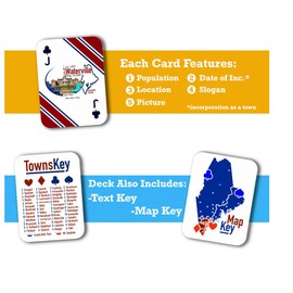 Maine Playing Cards - 56 Unique Cards, Made in USA, Designed in Maine (Maine Towns)